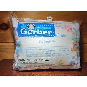 NEW Vintage Gerber Birth Certificate Pillow 10x13 SEALED 1993